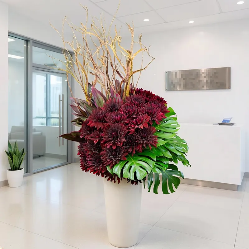 会社のエントランスへお届けしたアレンジメントの実例